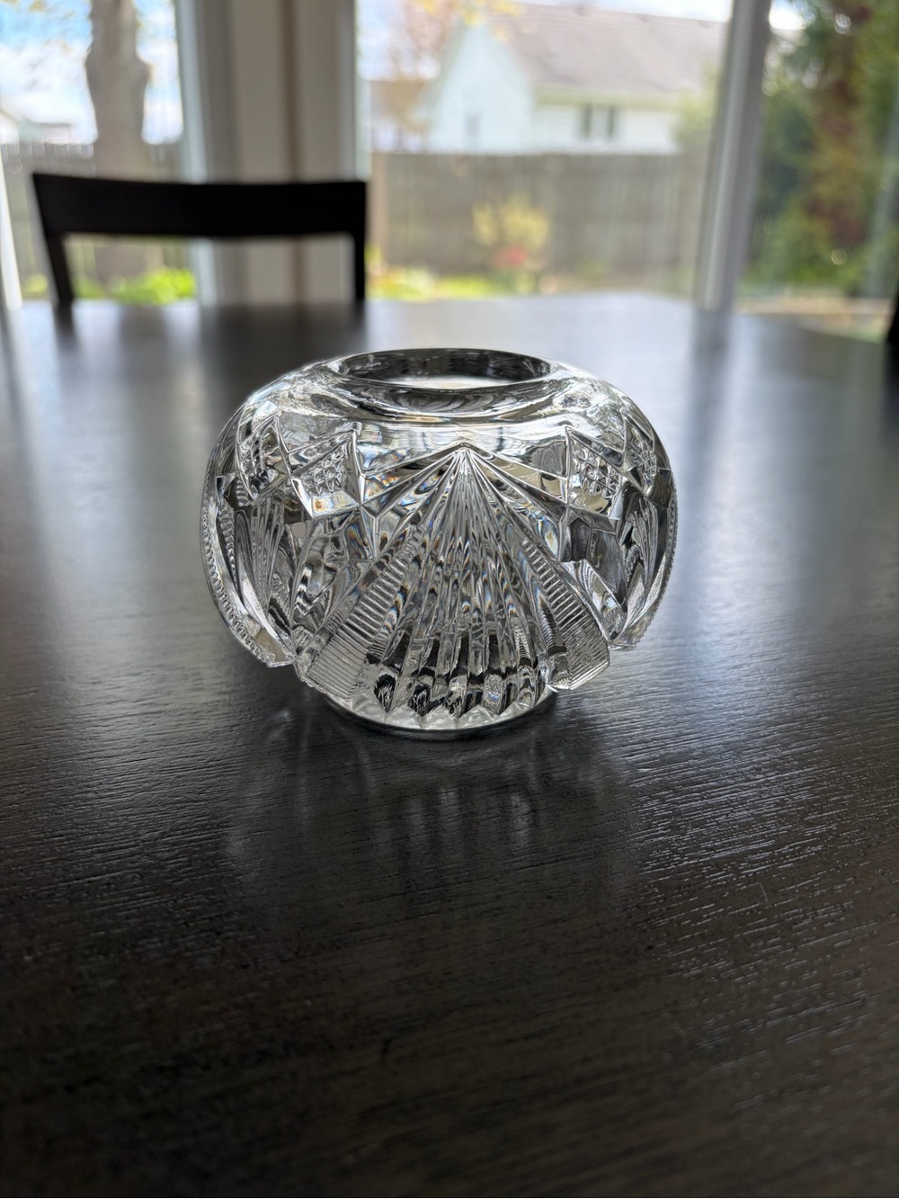 Vintage Cut Crystal Rose Bowl Vase